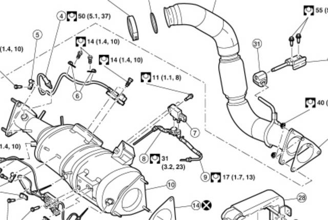 Remove the DOC/DPF assembly
