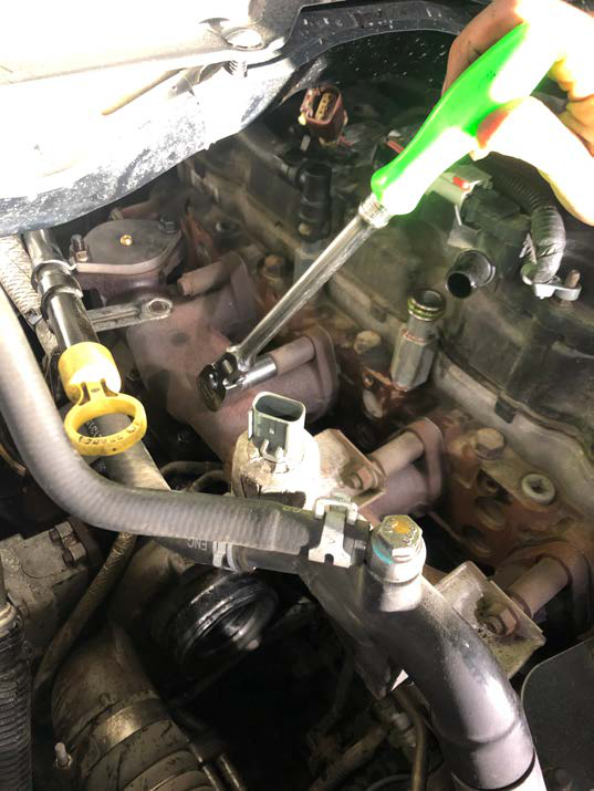 Thread in the stud with the factory collar and torque its nut