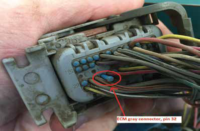 Confirm pin 32 from the wire side