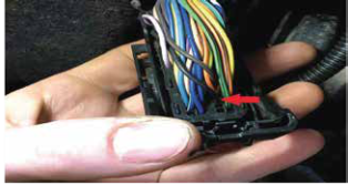 Insert the purple wire into pin 11 and the ground wire into pin 35