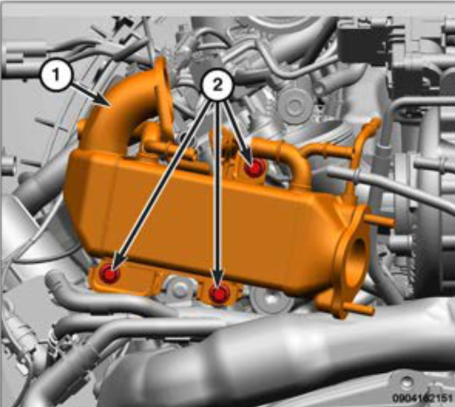 Remove the three EGR cooler bolts