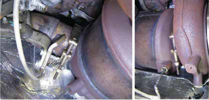 Remove the SCR heat shields and the NOx sensor