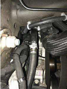Install the 20" long 5/8" hose assembly in place of the hardline