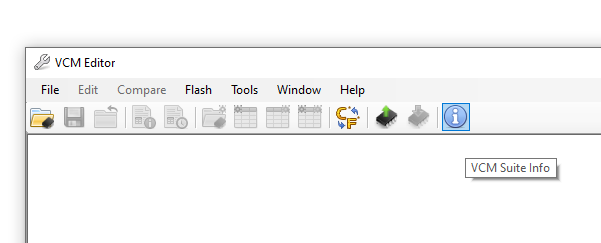 Click the VCM Suite Info button