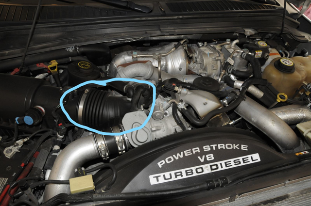 Locate the 6.4L air intake system