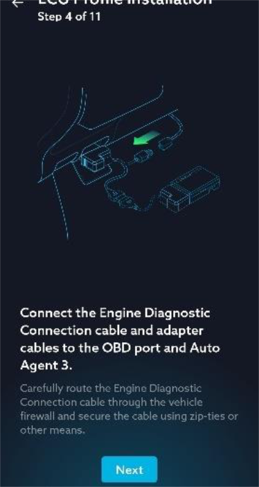 Follow the eleven ECU profile installation screens