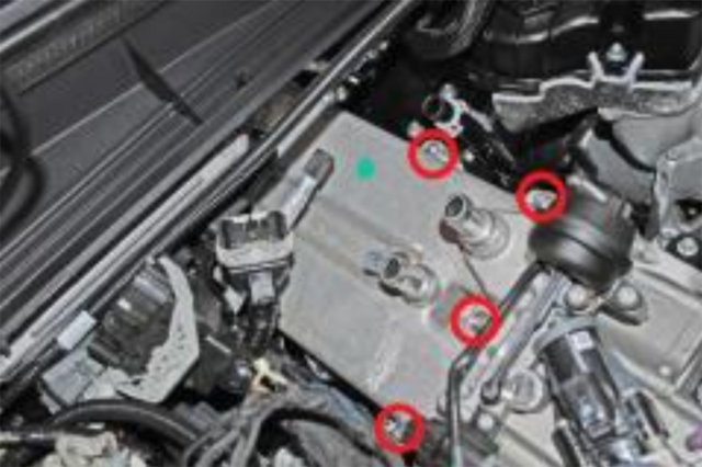 Remove the seven bolts that hold the EGR cooler in place