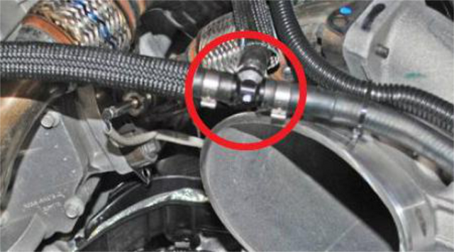 Replace the 5/16" coolant tee with the barbed coupler