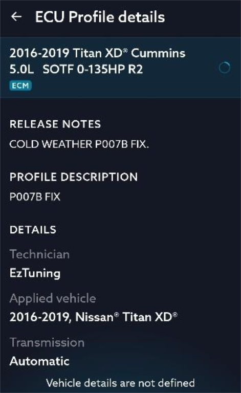 Select the SOTF profile and confirm
