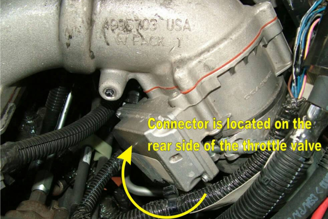 Unplug the connector on the back of the throttle valve