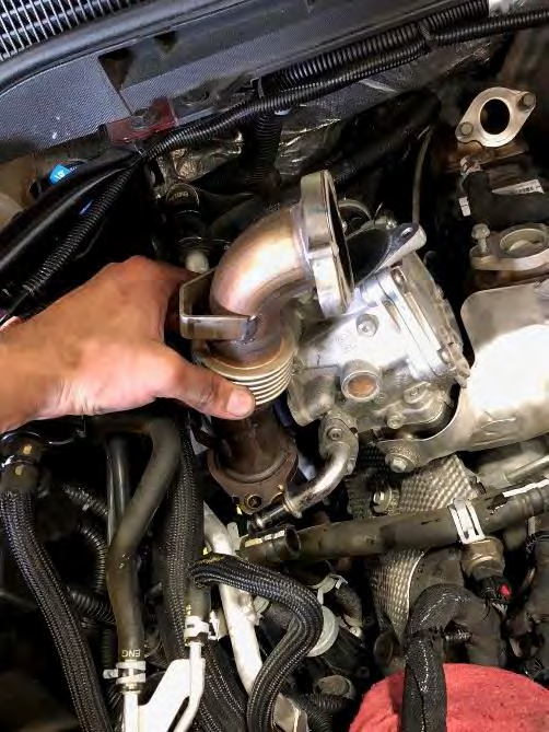 Remove the shorter EGR hot side pipe