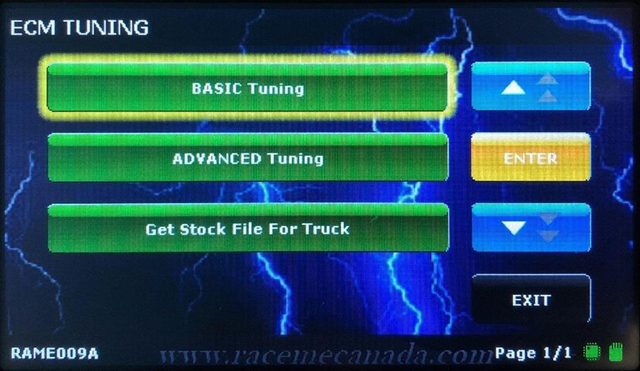 Choose basic tuning, advanced tuning, or a stock file